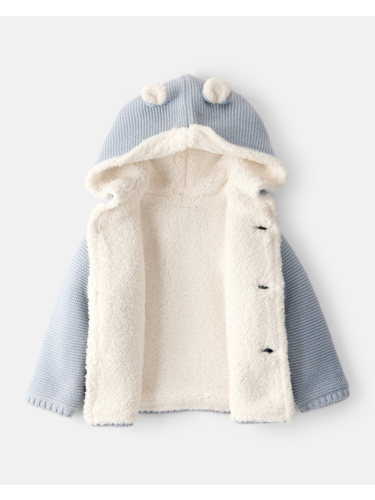 קרדיגן סריג בשילוב שרפה תכלת