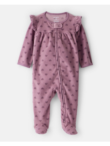 אוברול פליז לבבות סגול