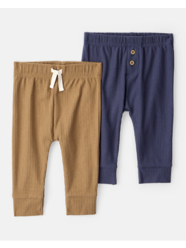 זוג מכנסיים ריב נייבי/מוקה