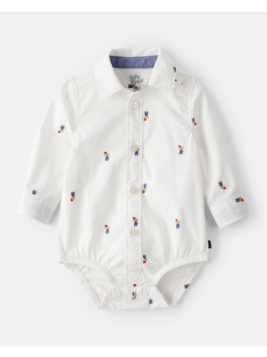 בגד גוף אריג לבן רקום