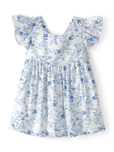 שמלת אריג פרחונית כחולה