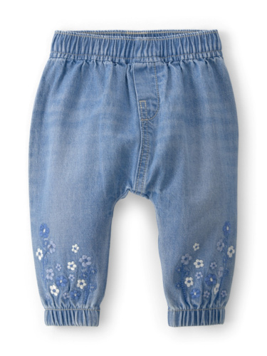 מכנס ג'ינס רקום פרחים