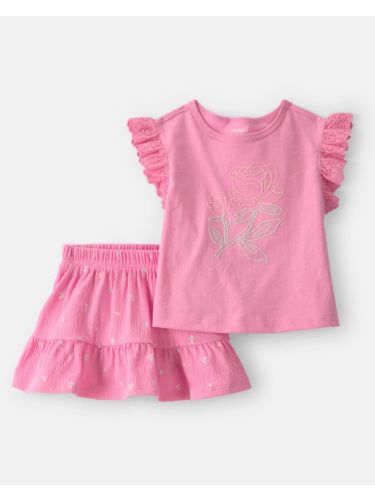 חליפת חולצה וחצאית טטרה ורודה