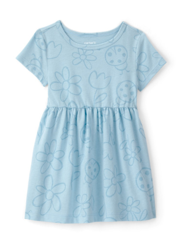 שמלת פרחים חיפושיות כחולה קצרה