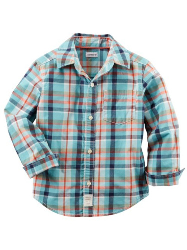 חולצת כפתורים משובצת טורקיז 5-8