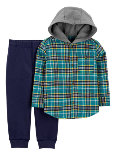 סט חולצה משובצת קפוצון ומכנס