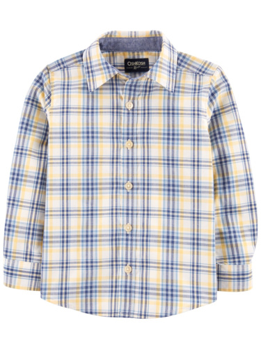 חולצת אריג משובצת צהוב