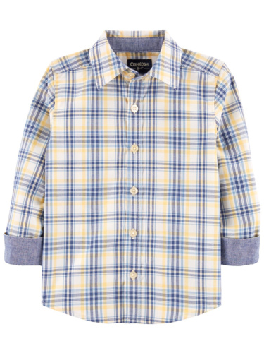 חולצת אריג משובצת צהוב