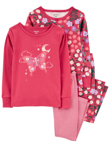 זוג פיג'מות ארוכות פרפר פרחוני