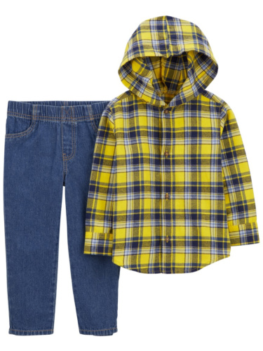 חליפת 2 חלקים חולצת קפוצון משובצת