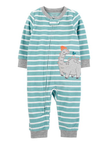 אוברול פליז ללא רגלית פסים דינוזאור