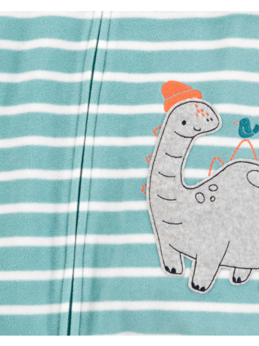 אוברול פליז ללא רגלית פסים דינוזאור