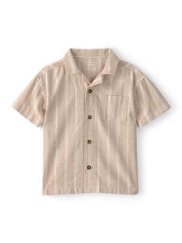 חולצת דמוי פשתן פסים מכופתרת