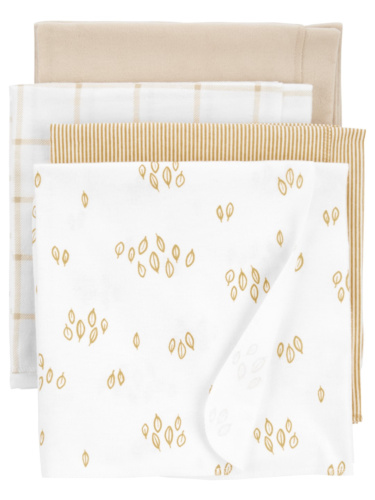 רביעיית שמיכות פלנל פרחים משבצות