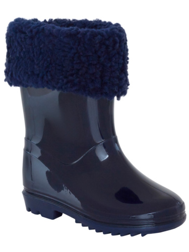 מגפי גשם כחולות בשילוב דמוי פרווה