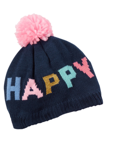 כובע פונפון כיתוב HAPPY ילדות